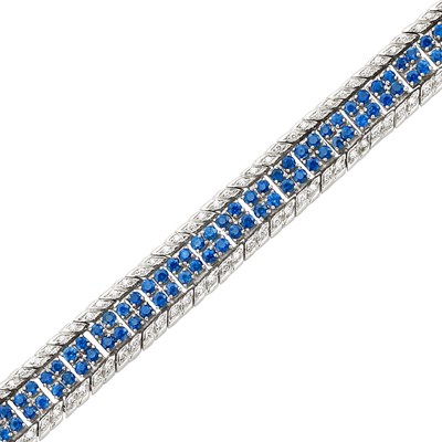Lot 398 - Platinum, Sapphire and Diamond 'Ribbon' Bracelet, Verdura