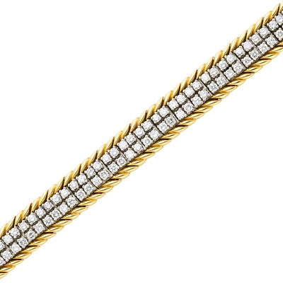 Lot 274 - Gold, Platinum and Diamond 'Ribbon' Bracelet, Verdura, France