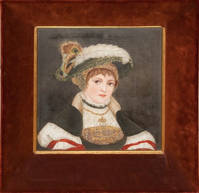 Lot 601 - Continental Painted Porcelain Plaque of a...