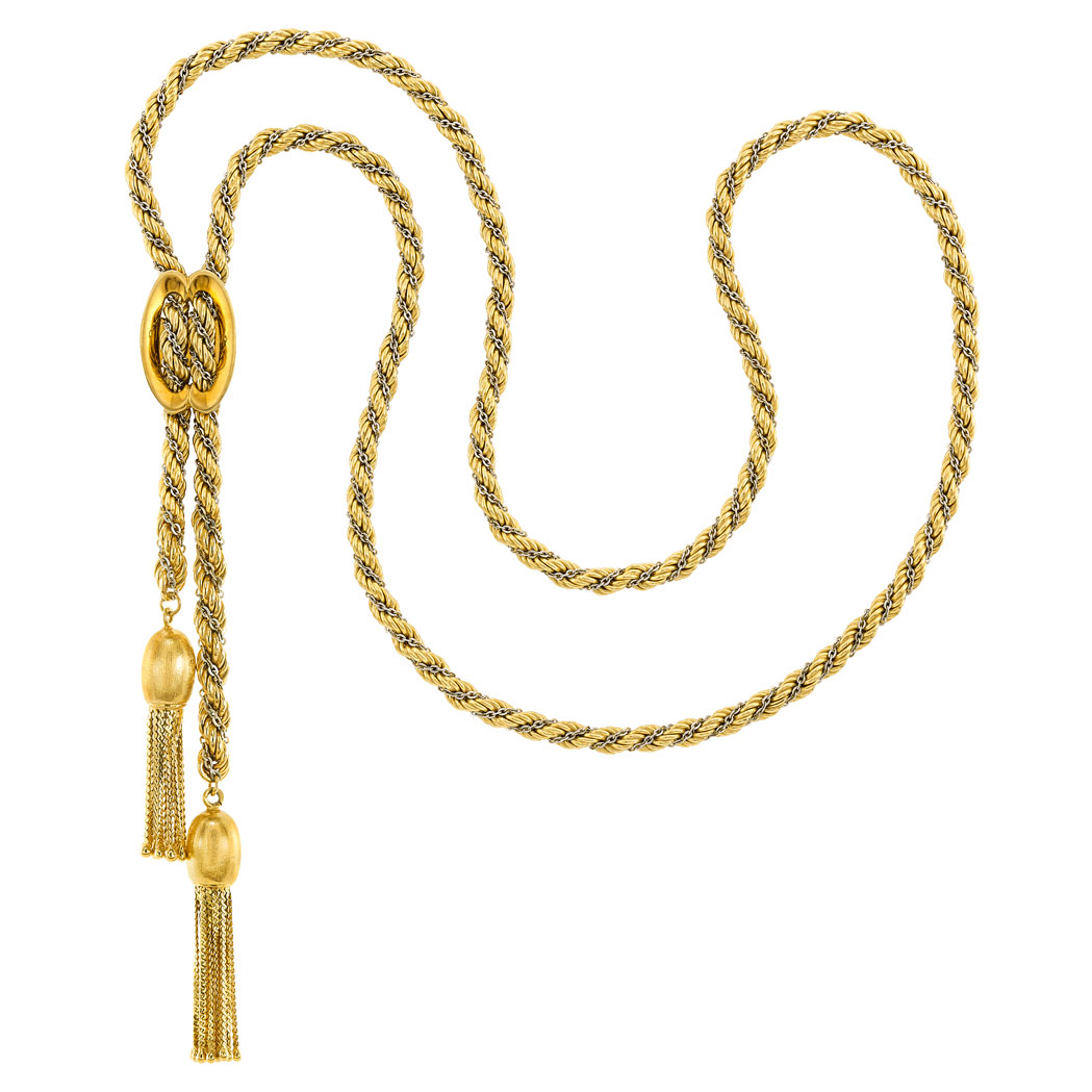 Lot 95 - Long Two-Color Gold Necklace with Tassel