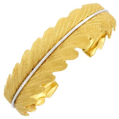 Lot 445 - Two-Color Gold Leaf Cuff Bracelet, Buccellati