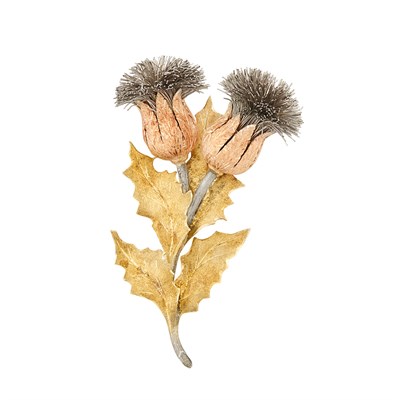 Lot 442 - Two-Color Gold and Silver Thistle Clip-Brooch, Federico Buccellati