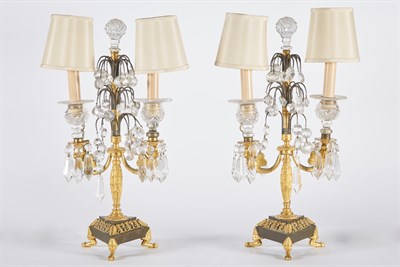 Lot 242 - Pair of Empire Style Gilt and Patinated-Bronze...