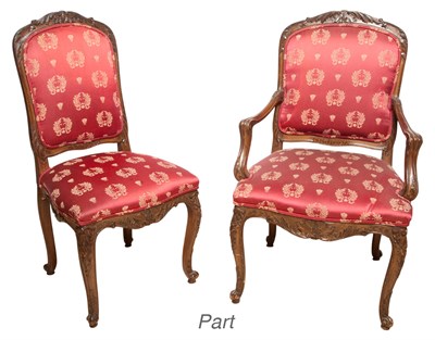 Lot 210 - Set of Fourteen Louis XV Style Carved Mahogany...