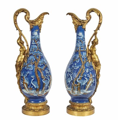 Lot 396 - Pair of Chinese Gilt-Bronze Mounted Lapis...