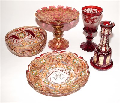 Lot 217 - Group of Five Bohemian Style Gilt, Enameled or...