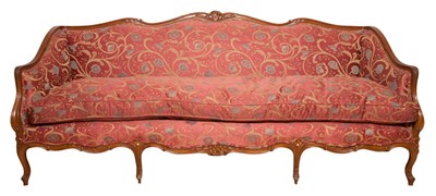 Lot 377 - Louis XV Style Carved Fruitwood Settee Length...
