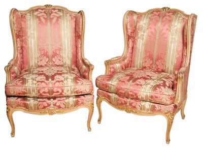Lot 243 - Pair of Louis XV Style Painted Wood Bergeres a...