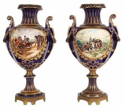 Lot 433 - Pair of Sevres Style Napoleonic Gilt and...