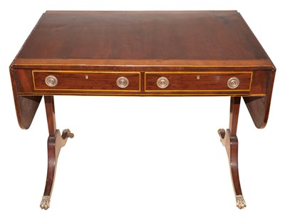 Lot 397 - Regency Style Satinwood Inlaid Mahogany Sofa...