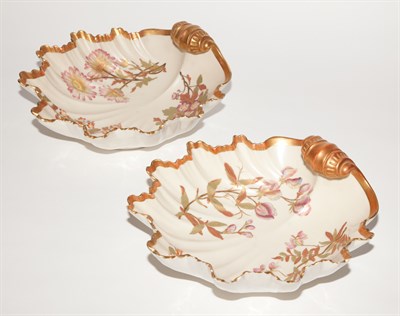 Lot 402 - Pair of Royal Worcester Porcelain Shell-Form...