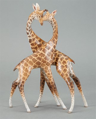 Lot 243 - Herend Porcelain Figure Group of Two Giraffes...