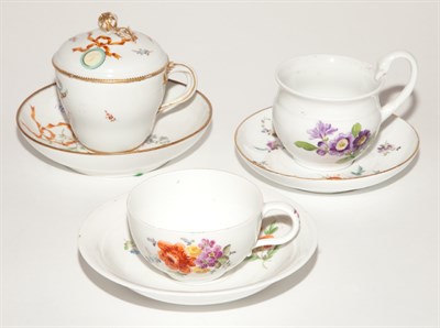 Lot 172 - Three Meissen Porcelain Cups and Saucers...