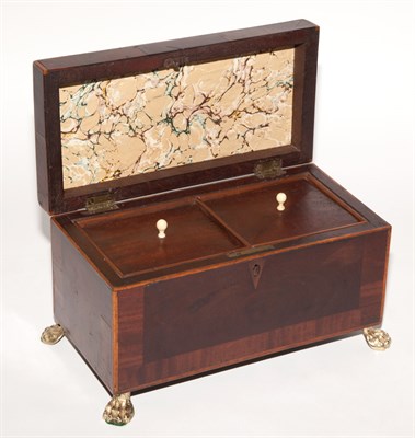 Lot 435 - George III Mahogany Tea Caddy On later paw...