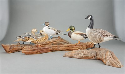 Lot 198 - Three Painted and Carved Wood Figure Groups of...