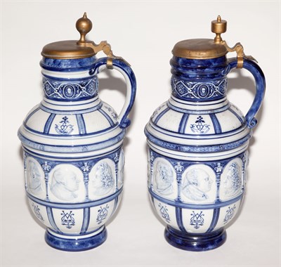 Lot 425 - Pair of Pewter Mounted KPM Porcelain Steins...