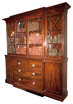 Lot 473 - George III Mahogany Breakfront Cabinet Height...