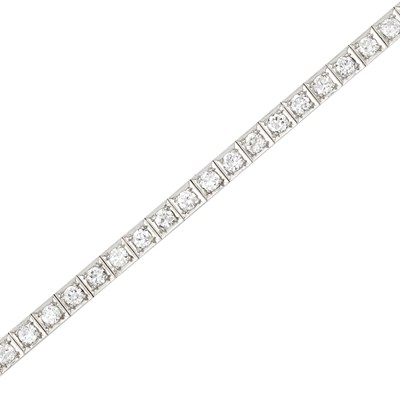 Lot 484 - Platinum and Diamond Straightline Bracelet