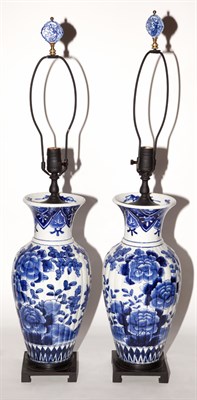 Lot 433 - Pair of Delft Blue and White Pottery Vases...