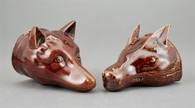 Lot 245 - Two Bennington Style Pottery Fox Head Form...