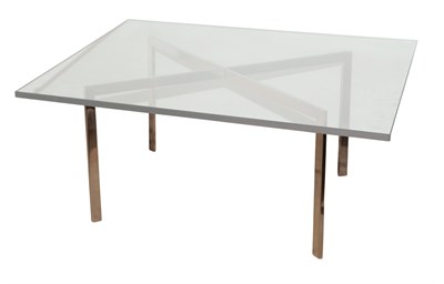 Lot 447 - Knoll Barcelona Glass and Chromed Metal Low...