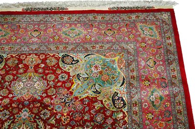 Lot 734 - Kurk Wool and Silk Tabriz Carpet Northwest...