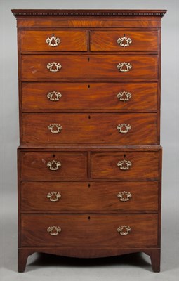 Lot 198 - George III Mahogany Chest on Chest The molded...