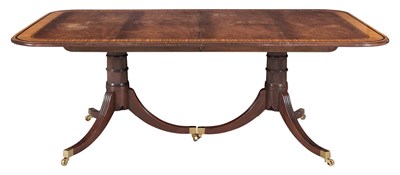 Lot 340 - Regency Style Banded Mahogany Double-Pedestal...