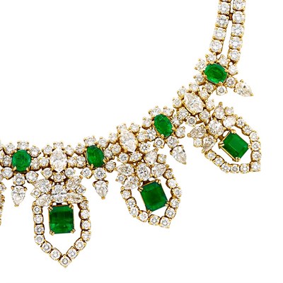 Lot 293 - Gold, Emerald and Diamond Necklace, Retailed by Black, Starr & Frost