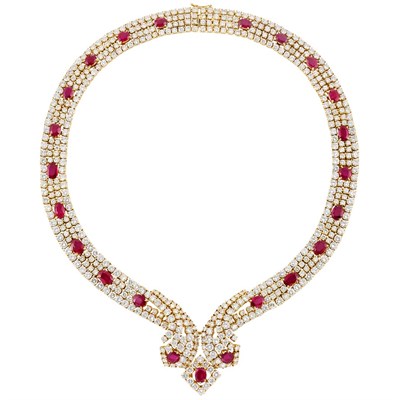 Lot 198 - Gold, Ruby and Diamond Necklace, Retailed by Black, Starr & Frost