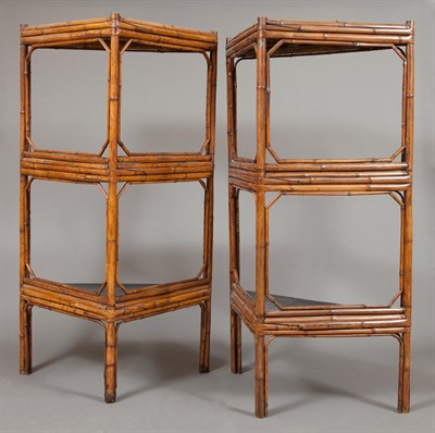 Lot 171 - Pair of Chinese Bamboo and Black Lacquered...