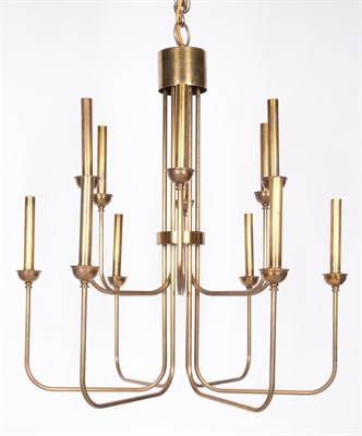Lot 328 - Tommi Parzinger Brass Twelve-Light Chandelier,...