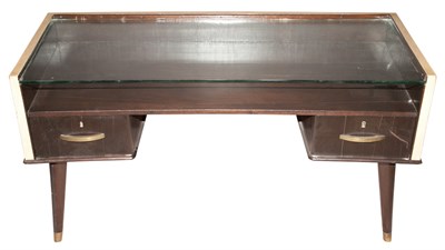 Lot 444 - Mid-Century Glass and Part Ebonized Wood Desk...