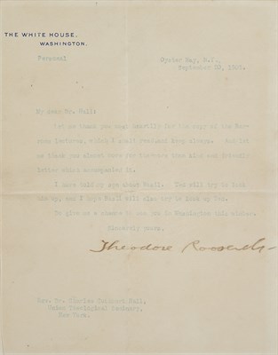 Lot 139 - ROOSEVELT, THEODORE Two single-page typed...