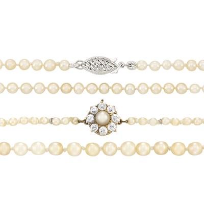 Lot 72 - Two Natural Pearl Necklaces