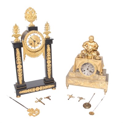 Lot 414 - Empire Style Gilt-Metal Mounted Black Marble...