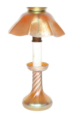 Lot 421 - Tiffany Favrile Glass Candlestick Lamp Height...