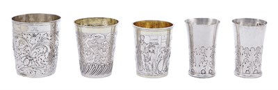 Lot 499 - Group of Five German Silver Beakers Early 18th...