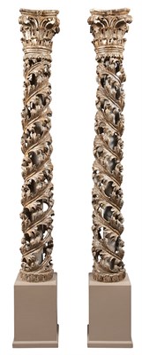 Lot 348 - Pair of Italian Silvered 'Mecca' Solomonic...