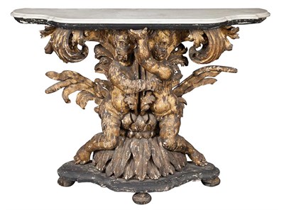 Lot 354 - Italian Baroque Giltwood Console Probably...