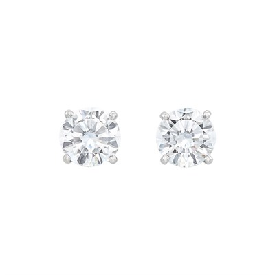 Lot 415 - Pair of White Gold and Diamond Stud Earrings, Cartier