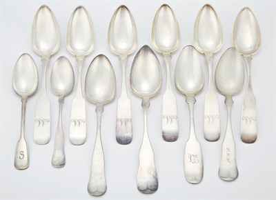 Lot 225 - Set of Six American Coin Silver Tablespoons of...