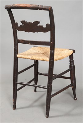 Lot 282 - Pair of Grain Painted Rush Seat Fancy Chairs...