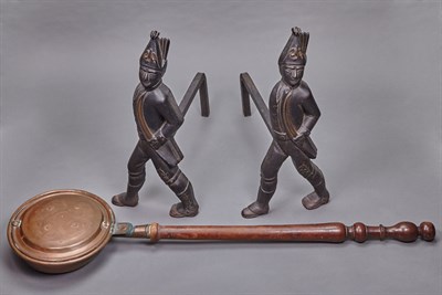 Lot 133 - Pair of Cast Iron Hessian Soldier Andirons...