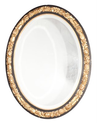 Lot 323 - Art Deco Gilt and Black Painted Mirror Height...