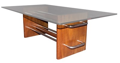 Lot 196 - Stained Wood, Chromed Metal and Glass Dining...