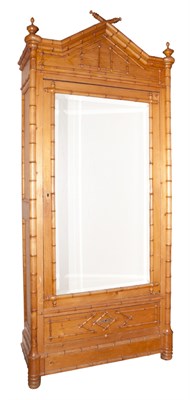 Lot 388 - Victorian Faux Bamboo and Pine Armoire Height...