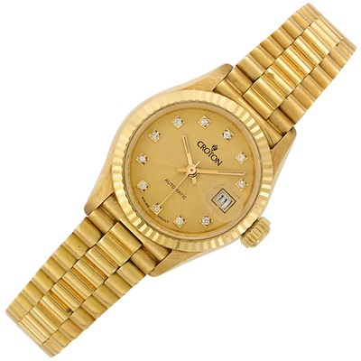 Lot 549 - Lady's Gold and Diamond Wristwatch, Croton