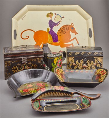 Lot 150 - Group of Nine Painted Tin Table Articles...