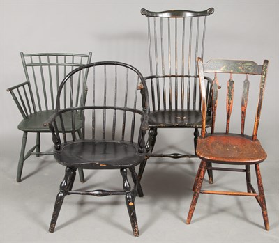 Lot 132 - Three Painted Windsor Armchairs Early 19th...